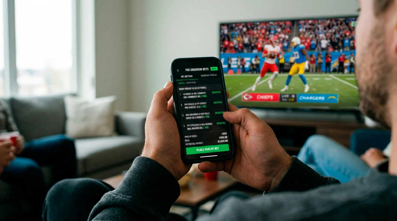 NFL bet builder interface showing custom single-game bet selections at UK bookmakers